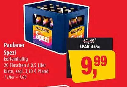 Paulaner Spezi, koffeinhaltig, 20 Flaschen à 0,5 Liter