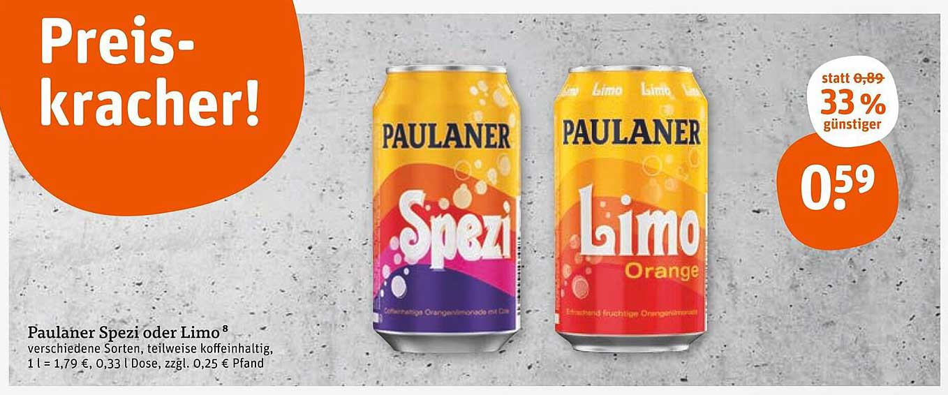Paulaner Spezi oder Limo 0,33 l Dose