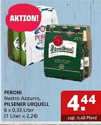 PERONI Nastro Azzurro & Pilsner Urquell 6 x 0,33 Liter