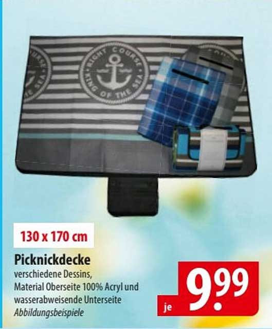 Picknickdecke 130 x 170 cm – verschiedene Dessins