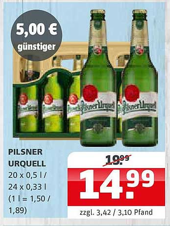 Pilsner Urquell 20 x 0,5 l / 24 x 0,33 l