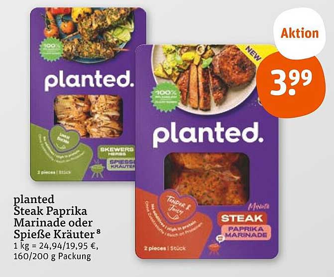 planted Steak Paprika Marinade oder Spieße Kräuter