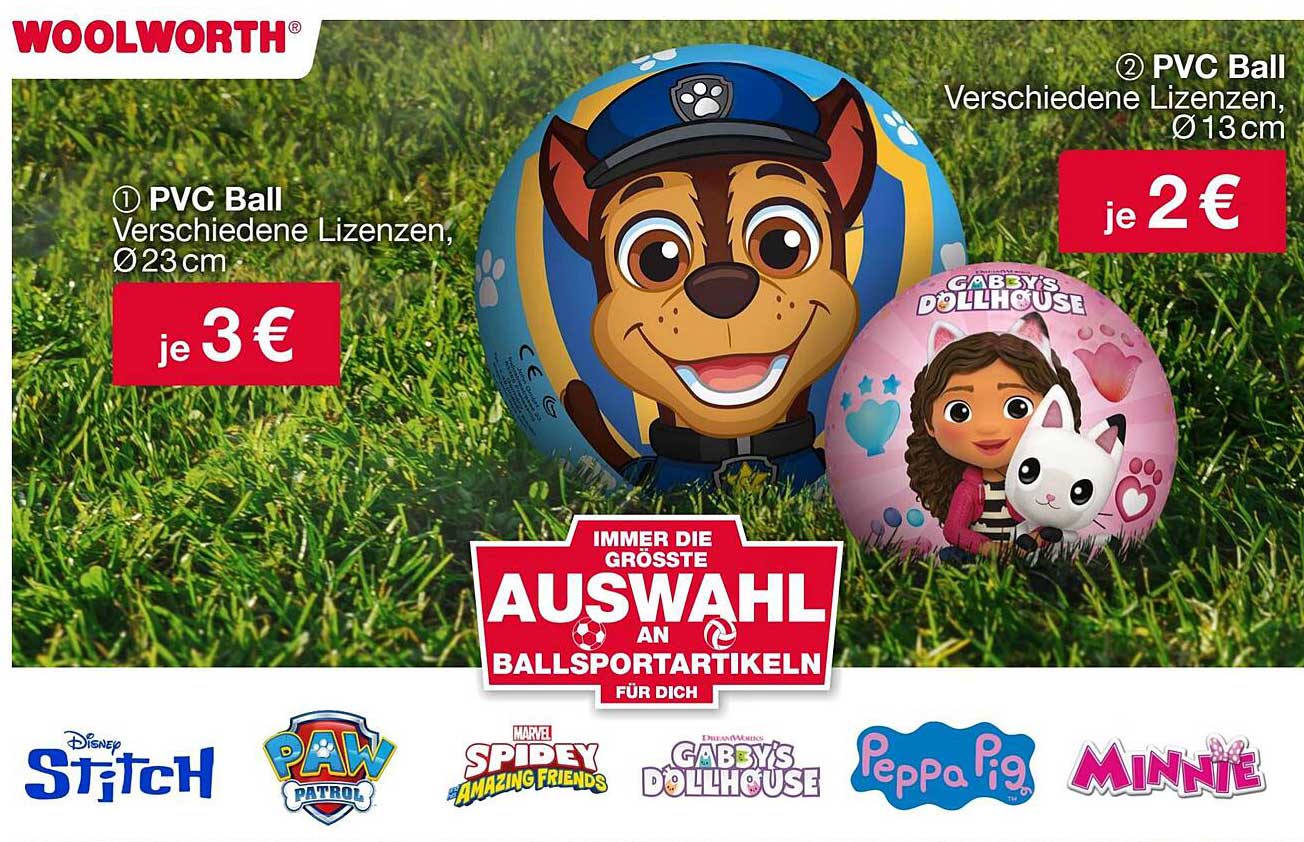 PVC Ball – Verschiedene Lizenzen, Ø23 cm für je 3 € und Ø13 cm für je 2 €