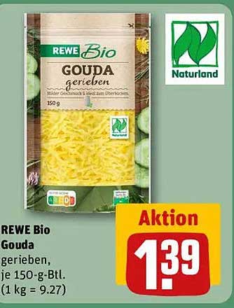 REWE Bio Gouda gerieben, 150g