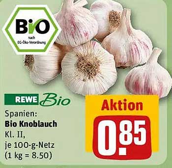 REWE Bio Knoblauch - Kl. II, je 100-g-Netz für nur 0,85 €