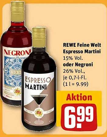 REWE Feine Welt Espresso Martini oder Negroni – 0,7 Liter
