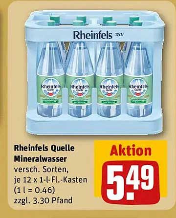 Rheinfels Quelle Mineralwasser 12 x 1-L-Fl.-Kasten