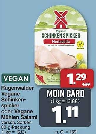 Rügenwalder Vegane Schinken-Spicker Mortadella 80-g-Packung