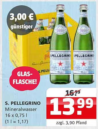 S. PELLEGRINO Mineralwasser 16 x 0,75 l