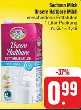 Sachsen Milch Unsere Haltbare Milch - 1 Liter