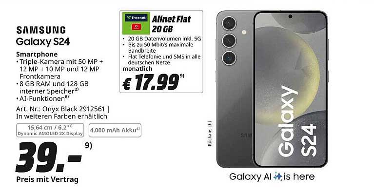Samsung Galaxy S24 Smartphone mit Vertrag