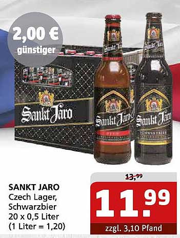SANKT JARO Czech Lager, Schwarzbier 20 x 0,5 Liter