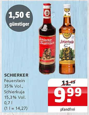 SCHIERKER Feuerstein 35% Vol., Schierkuja 15,3% Vol., 0,7 l