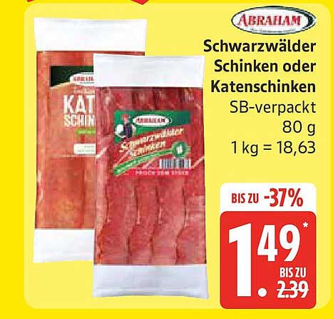 Schwarzwälder Schinken oder Katenschinken SB-verpackt 80 g