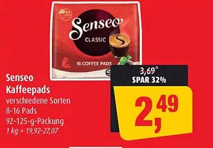 Senseo Kaffeepads verschiedene Sorten 8-16 Pads