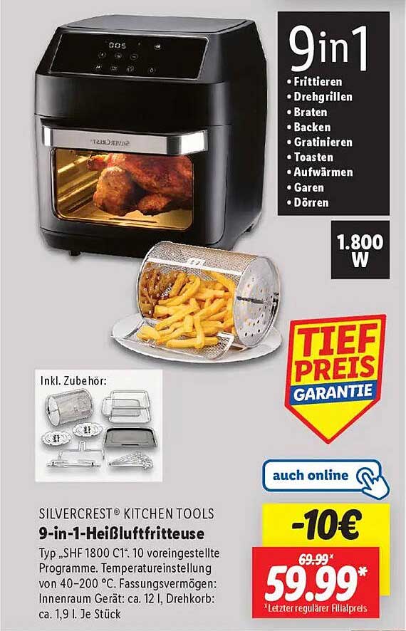 Silvercrest® 9-in-1-Heißluftfritteuse