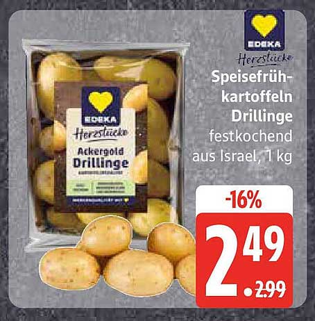 Speisefrühkartoffeln Drillinge - festkochend aus Israel, 1 kg