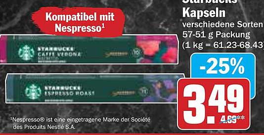 Starbucks Kapseln verschiedene Sorten 57-51 g Packung