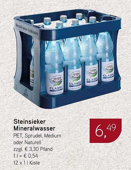 Steinsieker Mineralwasser - PET, Sprudel, Medium oder Naturell