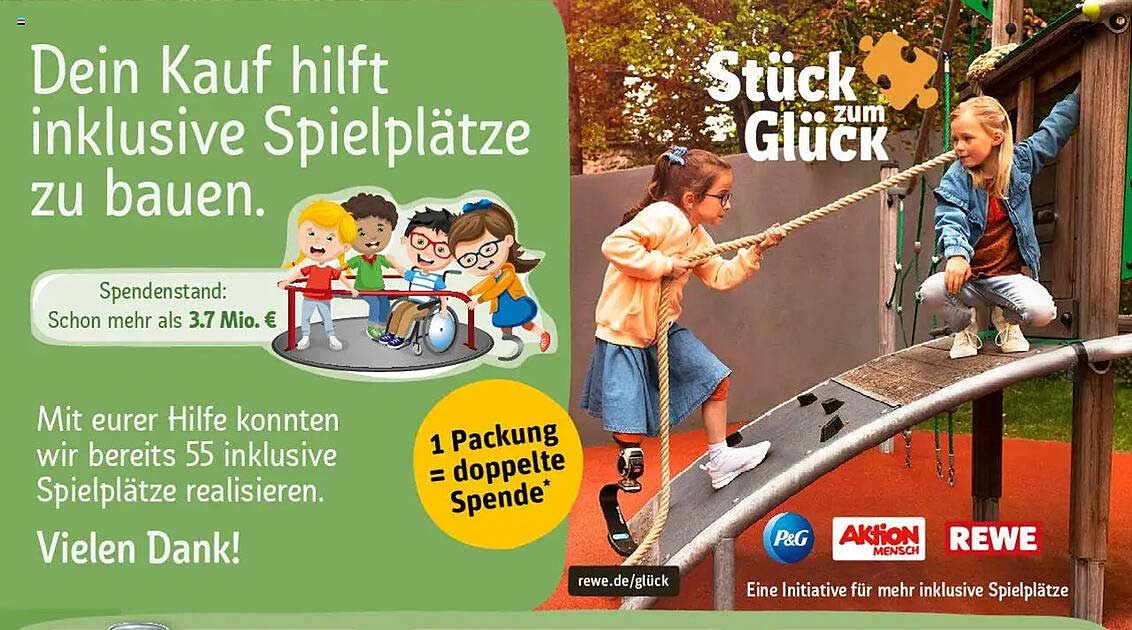 Stück zum Glück - Dein Kauf hilft inklusive Spielplätze zu bauen