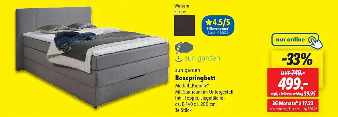 sun garden Boxspringbett Modell 'Broome'