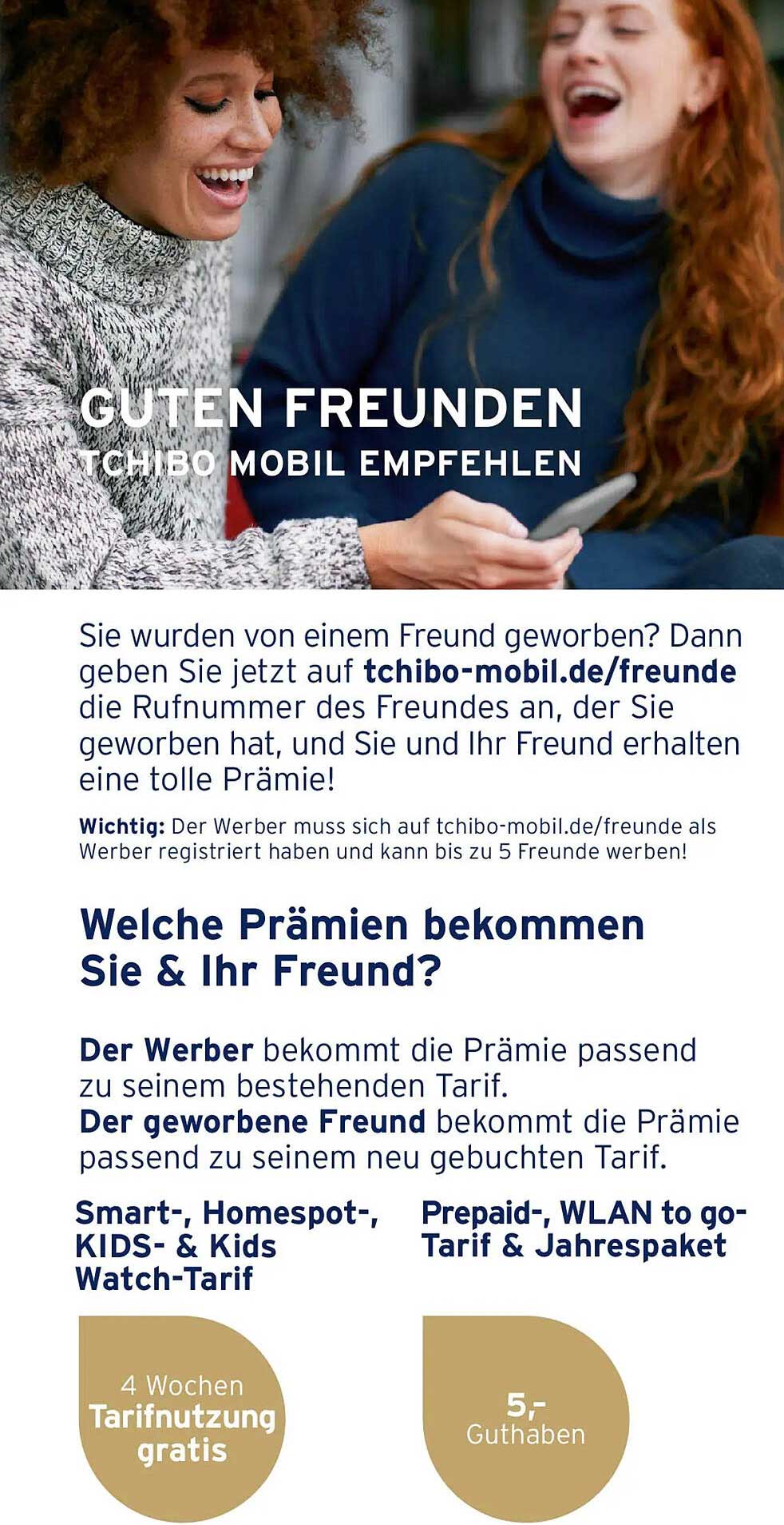 Tchibo Mobil Freunde werben – tolle Prämien für Sie und Ihren Freund