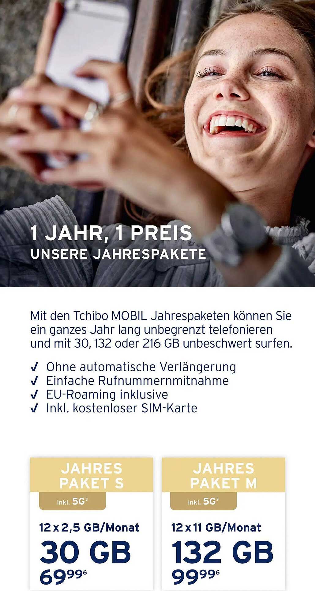 Tchibo MOBIL Jahrespakete: 1 Jahr, 1 Preis