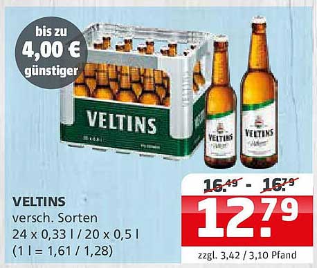 VELTINS Bier, verschiedene Sorten - 24 x 0,33 l / 20 x 0,5 l