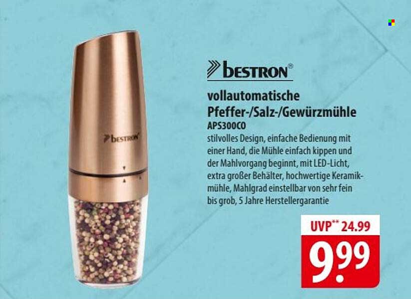 vollautomatische Pfeffer-/Salz-/Gewürzmühle APS300CO