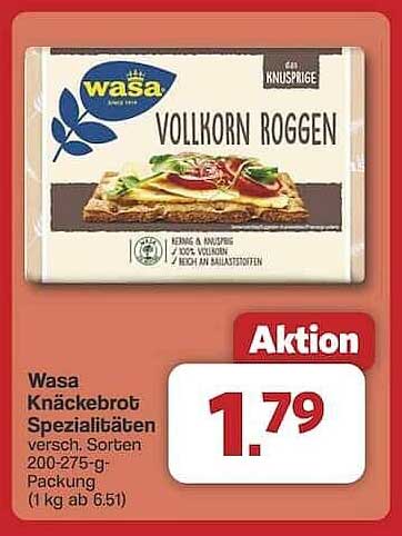 Wasa Knäckebrot Spezialitäten – Vollkorn Roggen