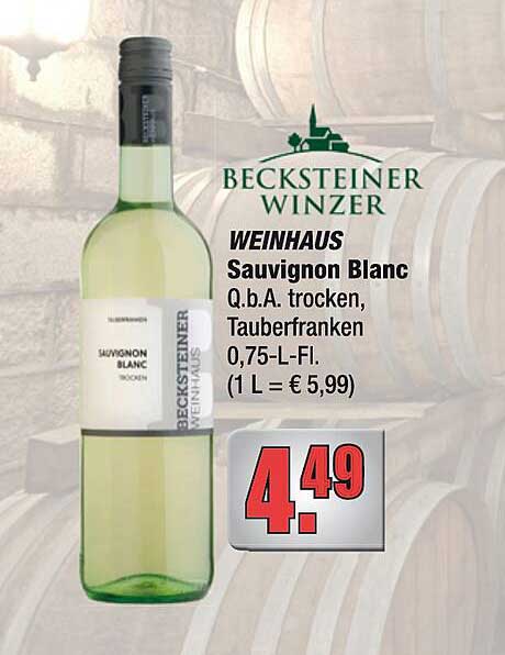 WEINHAUS Sauvignon Blanc Q.b.A. trocken, Tauberfranken 0,75-L-Fl.