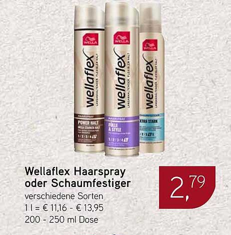 Wella Flex Haarspray oder Schaumfestiger 200 - 250 ml für nur 2,79 €