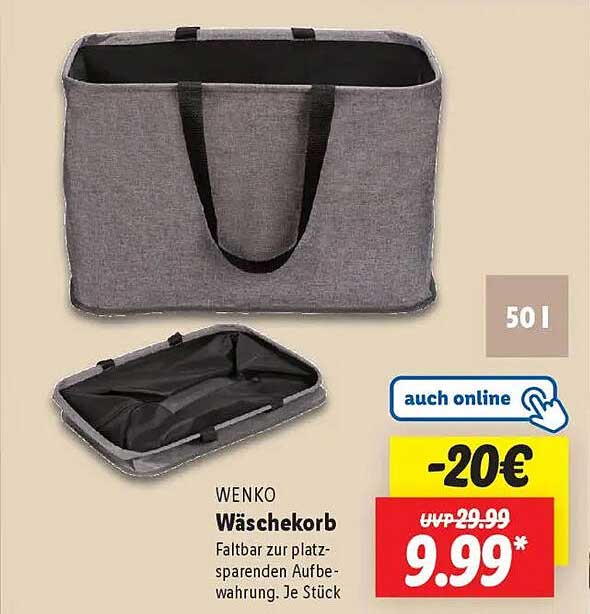 WENKO Wäschekorb - faltbar zur platzsparenden Aufbewahrung.