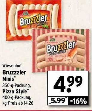 Wiesenhof Bruzzzler Minis 350-g-Packung, Pizza Style 400-g-Packung