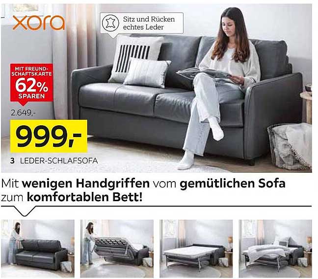 XXXLutz Leder-Schlafsofa mit 62% Ersparnis