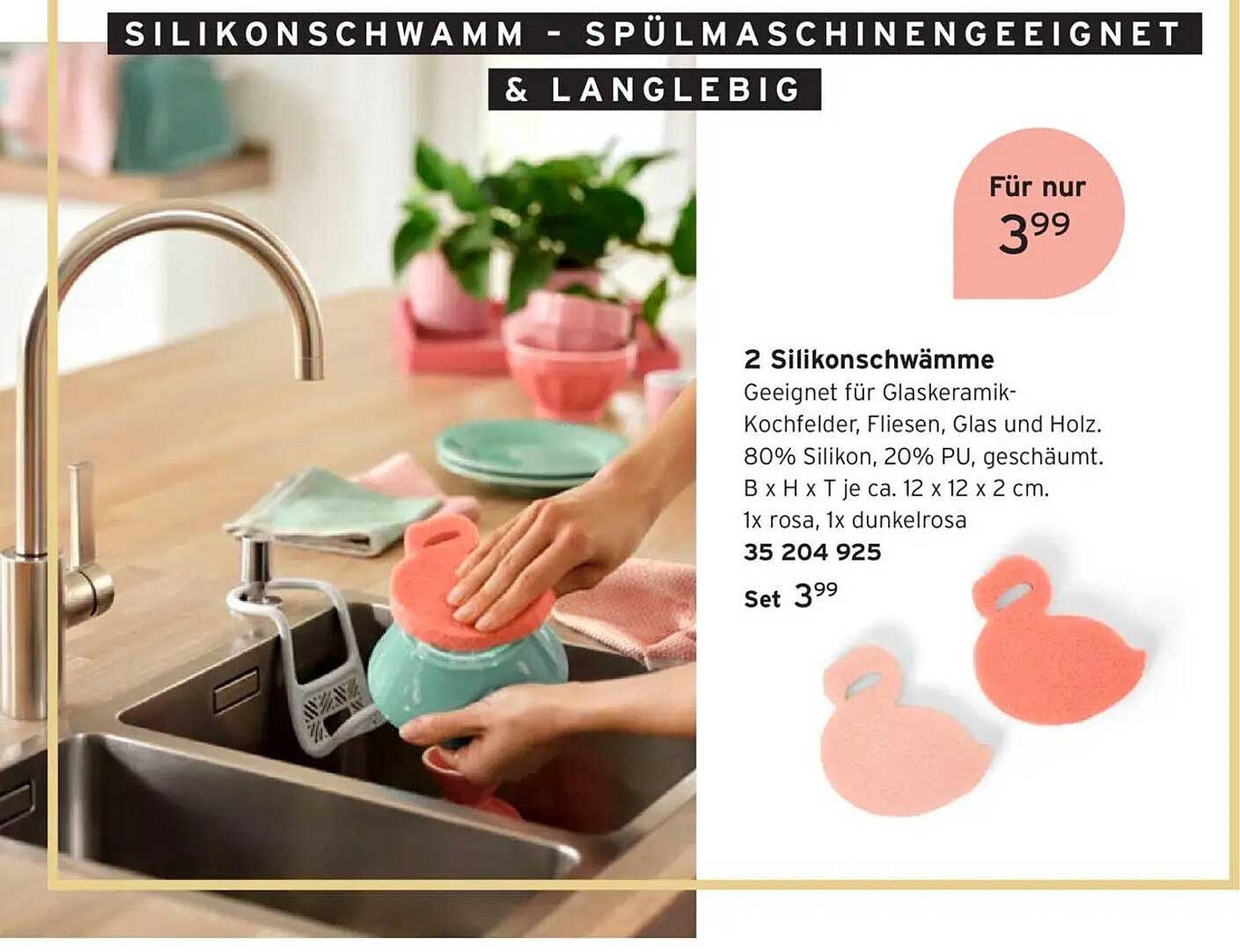 2 Silikonschwämme - Spülmaschinen geeignet & langlebig