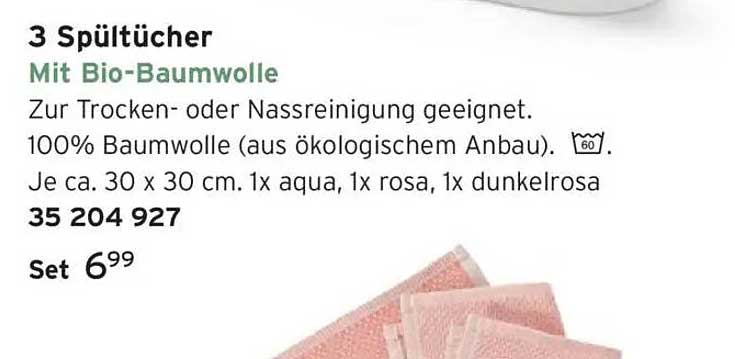 3 Spültücher mit Bio-Baumwolle
