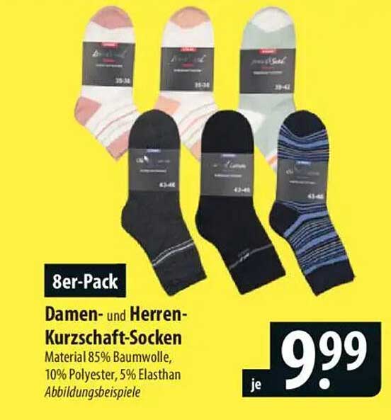 8er-Pack Damen- und Herren-Kurzschaft-Socken