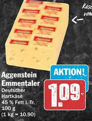Aggenstein Emmentaler - Deutscher Hartkäse 45 % Fett i. Tr.