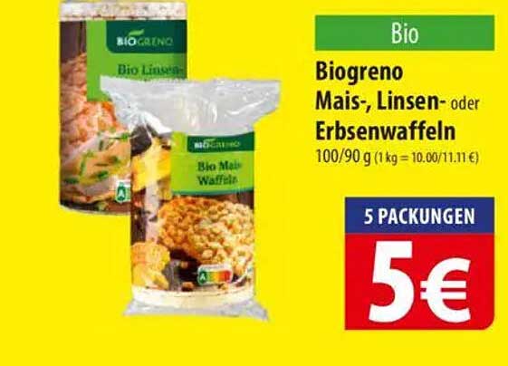 Biogreno Mais-, Linsen- oder Erbsenwaffeln