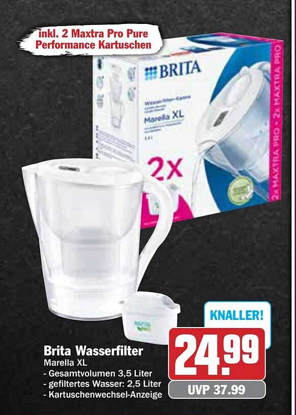 Brita Wasserfilter Marella XL inkl. 2 Maxtra Pro Pure Performance Kartuschen