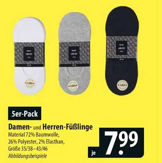 Damen- und Herren-Füßlinge 5er-Pack