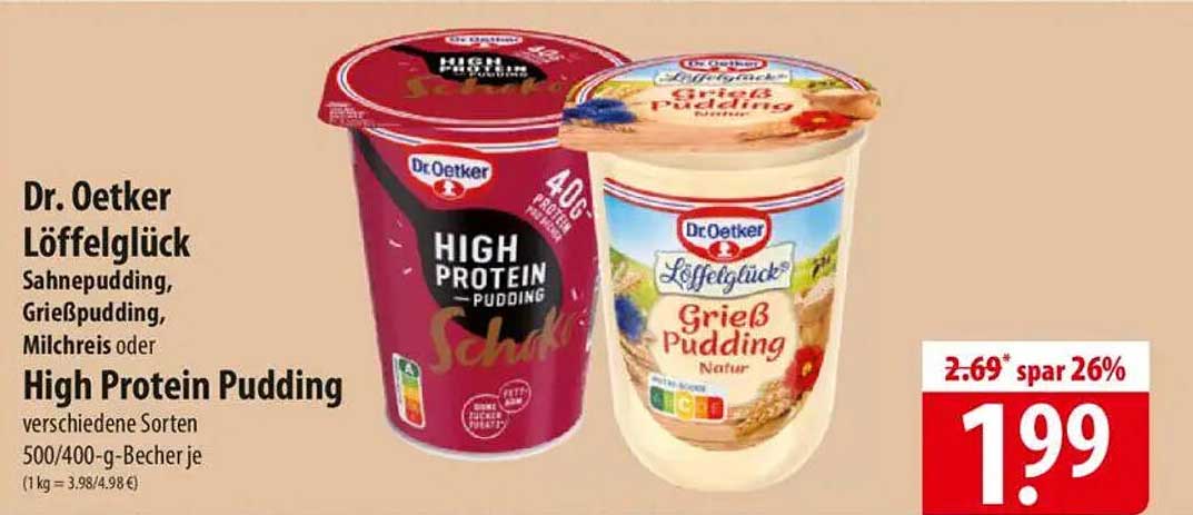 Dr. Oetker Löffelglück Sahnepudding, Grießpudding, Milchreis oder High Protein Pudding - verschiedene Sorten