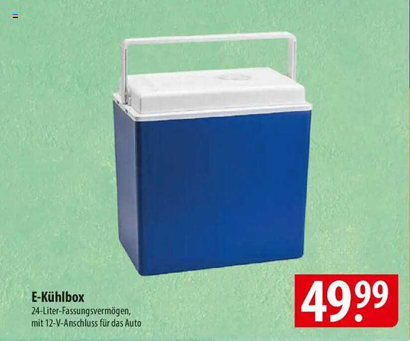 E-Kühlbox 24-Liter-Fassungsvermögen mit 12-V-Anschluss für das Auto
