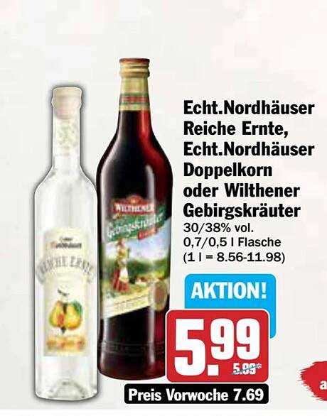 Echt.Nordhäuser Reiche Ernte, Echt.Nordhäuser Doppel-korn oder Wilthener Gebirgs-kräuter