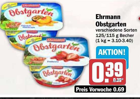 Ehrmann Obstgarten verschiedene Sorten 125/115 g Becher