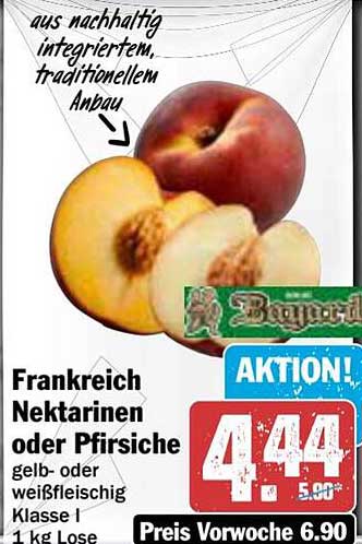 Frankreich Nektarinen oder Pfirsiche gelb- oder weißfleischig Klasse I 1 kg Lose