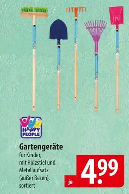Gartenwerkzeuge für Kinder, mit Holzstiel und Metallaufsatz (außer Besen), sortiert