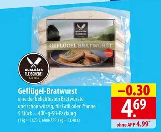 Geflügel-Bratwurst - eine der beliebtesten Bratwürste