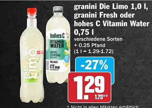 granini Die Limo 1,0 l, granini Fresh oder hohes C Vitamin Water 0,75 l